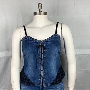Venezia Stretch Denim Corset Lace Up Top